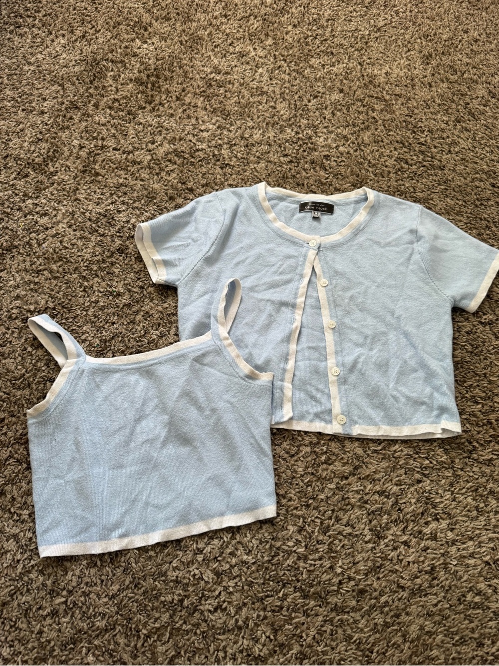 Blue Blush Light Blue Tank and Button Cardigan Set